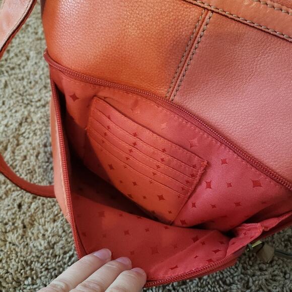 Fossil Morgan traveler crossbody bag pink cowhide leather front flap medium - Picture 3 of 10